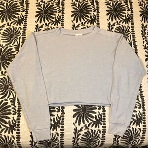 Reflex Light Blue Ribbed Cropped Crewneck Sweatshirt